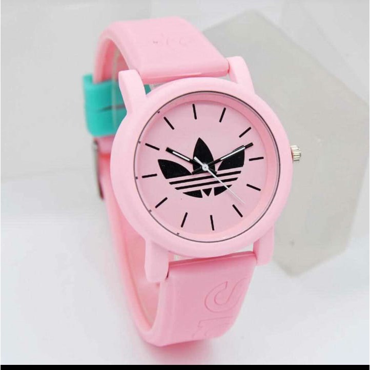 Jam Tangan wanita tali rubber warna adidas free batrai