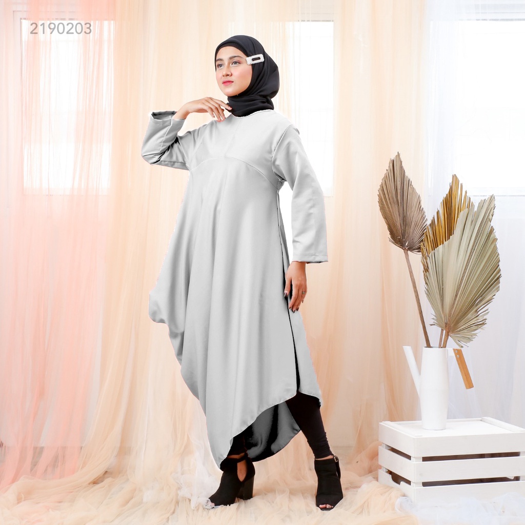 Nabila dress / baju gamis / long dress (ivory grey)