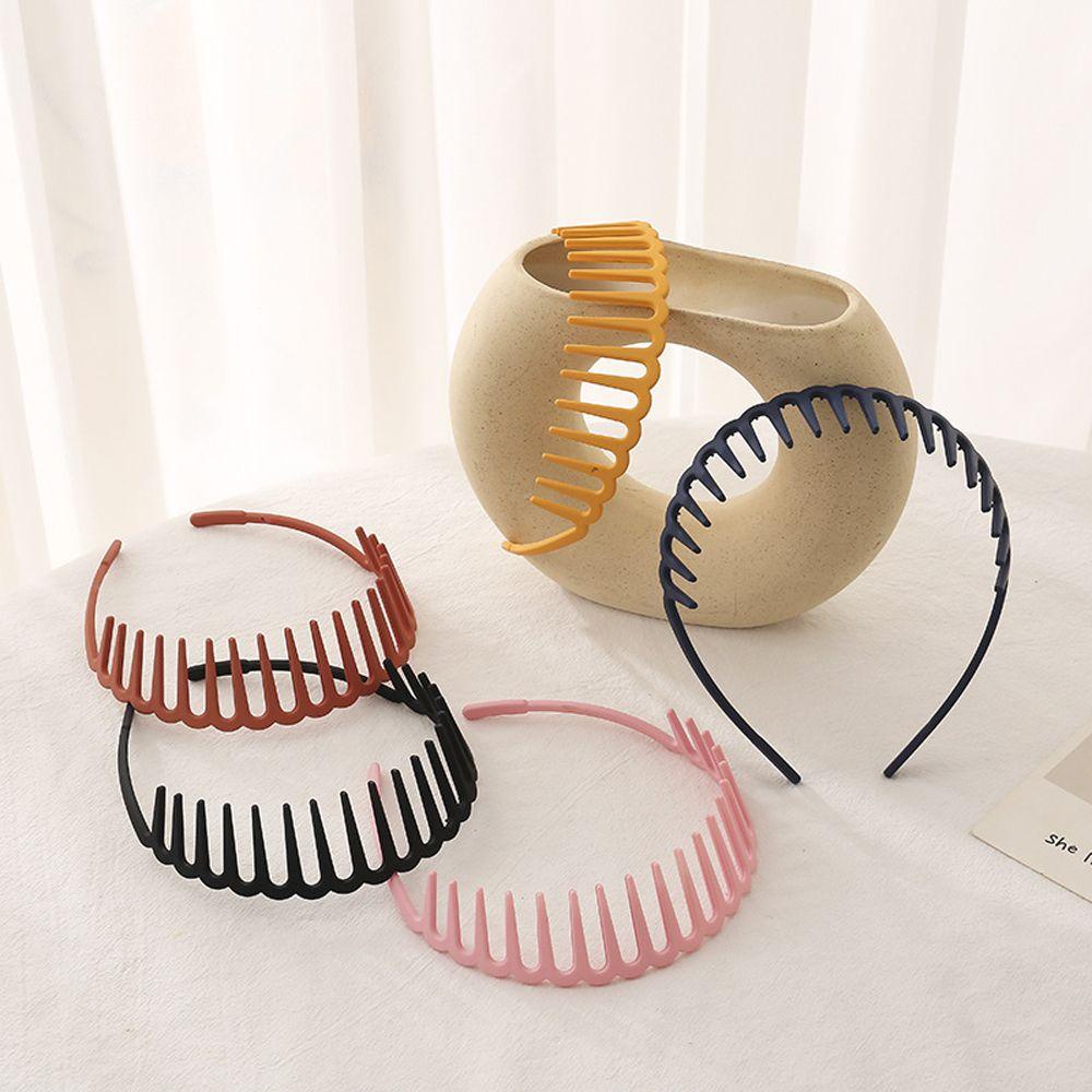 Needway   Hoop Rambut Perempuan Retro Sederhana Cuci Muka Frosting Fashion Temperamen Bergigi Ikat Kepala