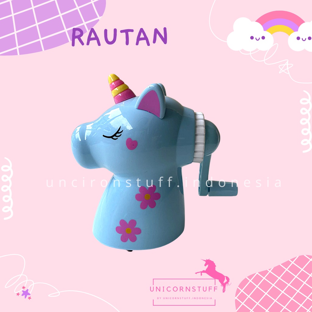 Rautan Putar Duduk Pensil Unicorn Lucu Anak Sekolah Alat Tulis Kado Perempuan Cewek