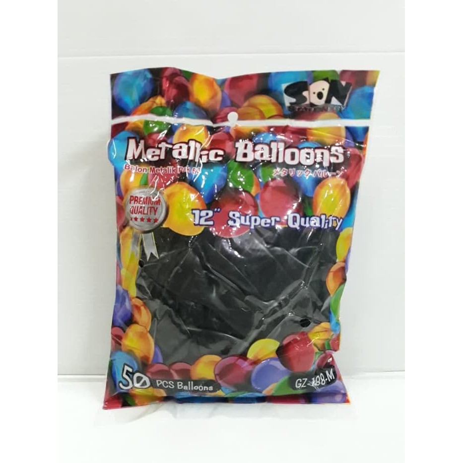 Jual Balon Ultah Metalik Warna HITAM (Pak Isi 50 Pcs) Indonesia|Shopee