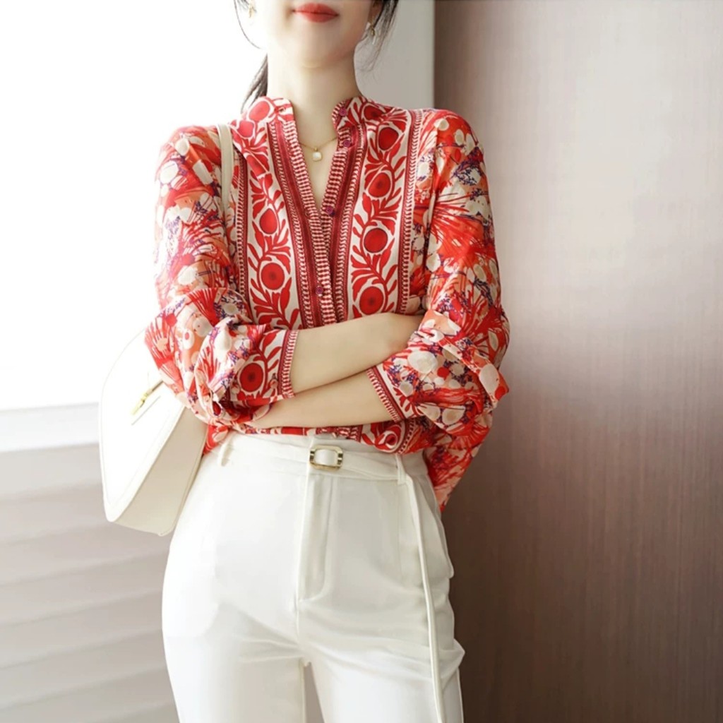 3M KEMEJA CNY 0749 THREE M TM REDPLUM MANDARIN COLLAR SHIRTS GROSIR Fashion MURAH TERMURAH IMPORT