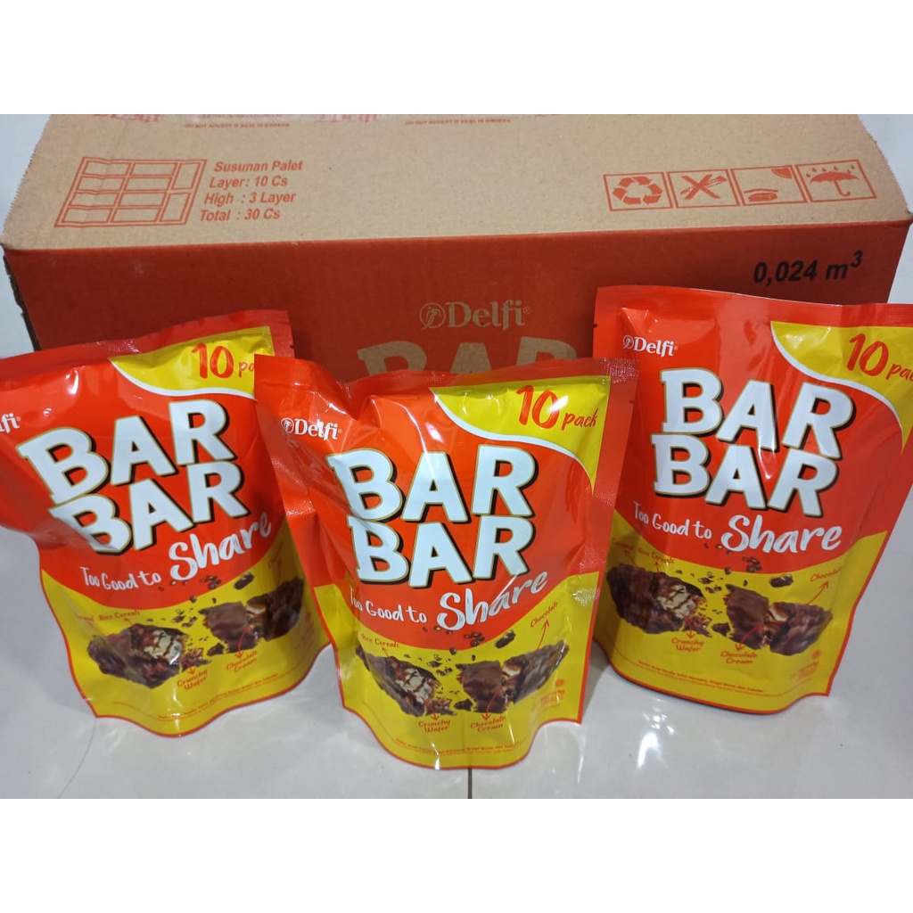 DELFI BAR BAR 80 GRAM ISI (10pcsx8 gr) PACK WAFER COKELAT KRIM VANILLA SALUT KARAMEL DAN RICE CRISPY COKLAT