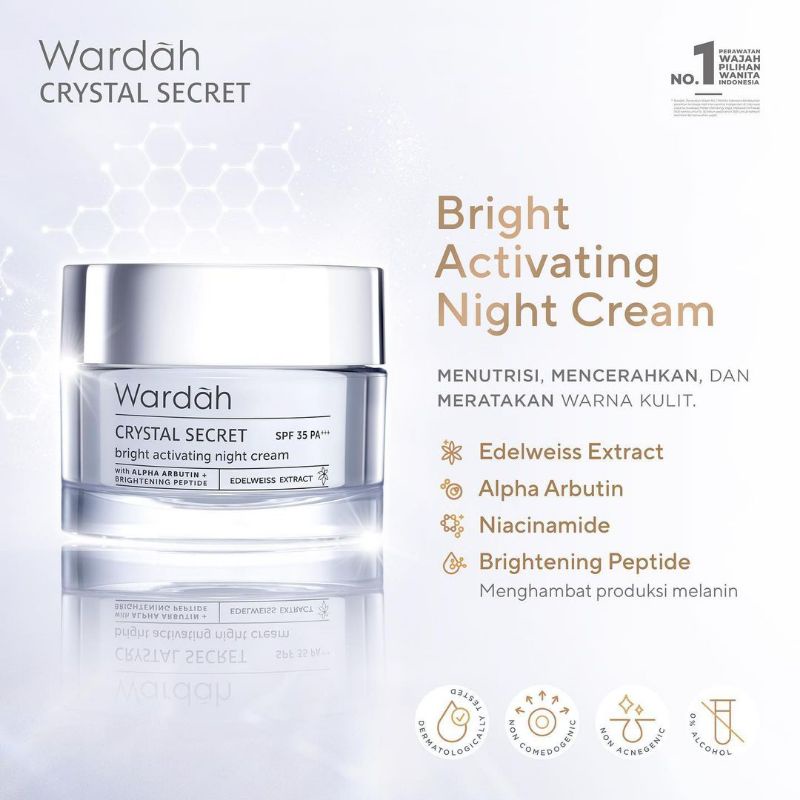 Wardah Crystal Secret Brightening Night Cream 30gr /Wardah White Secret Night Cream 30 gr