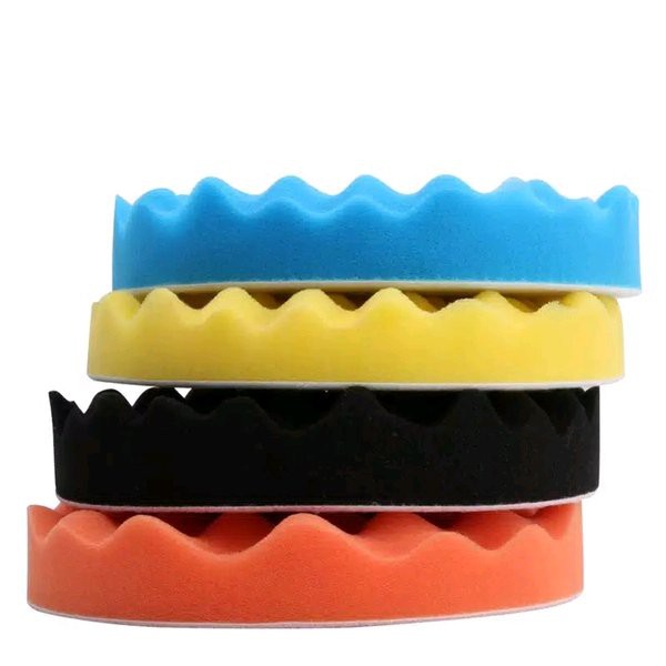 PAKET BUSA ALAT POLES 7INCH 4PCS SPONGE SPON POLISHING WAXING BUFFING PAD VELCRO BODY MOBIL & MOTOR