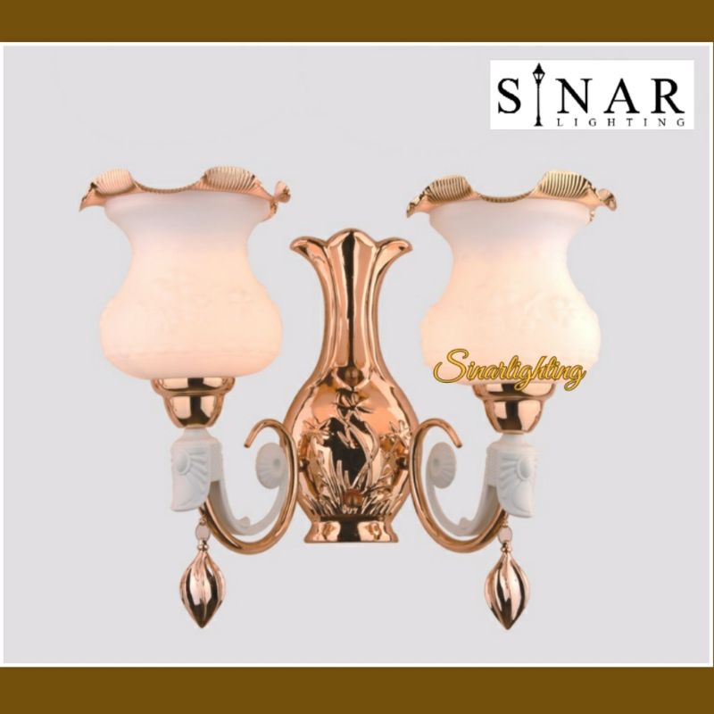 Lampu dinding oriental gold kaca 7197