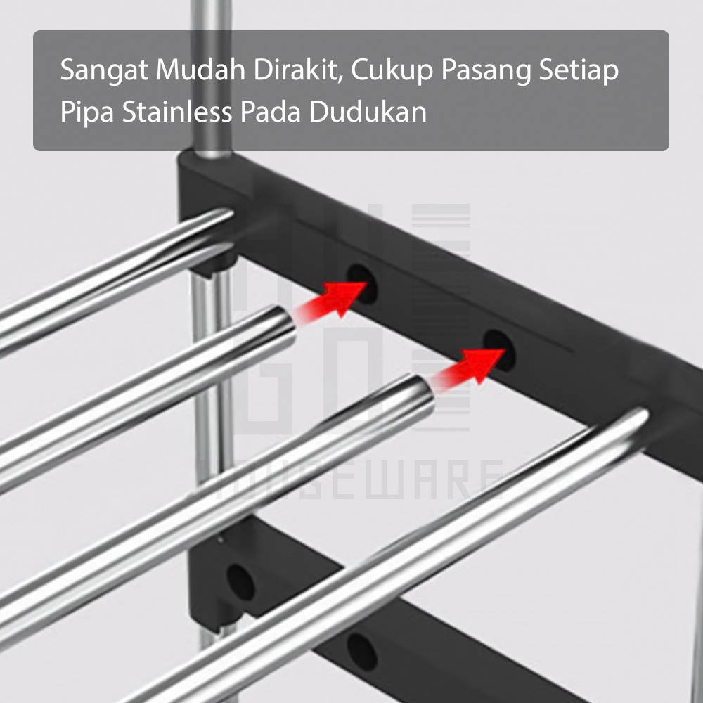 Rak Sepatu Stainless Steel Kuat Tempat Sepatu Sandal Multifungsi Kapasitas Besar 5 Susun 6 Susun 7 Susun HUGO