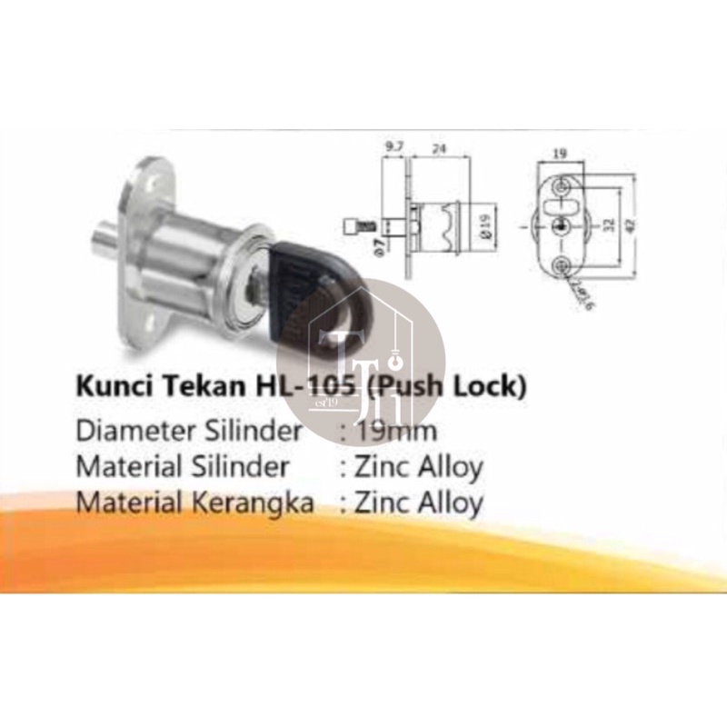 Kunci Tusuk HUBEN Push Lock HL-105