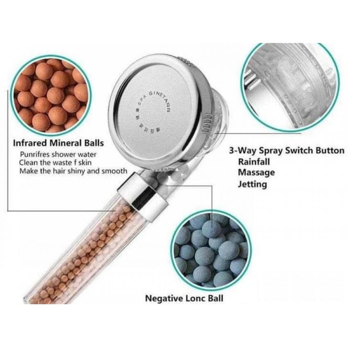 Kepala Shower Head Ion SPA Ionizer Healthy Crystal 3 Mode