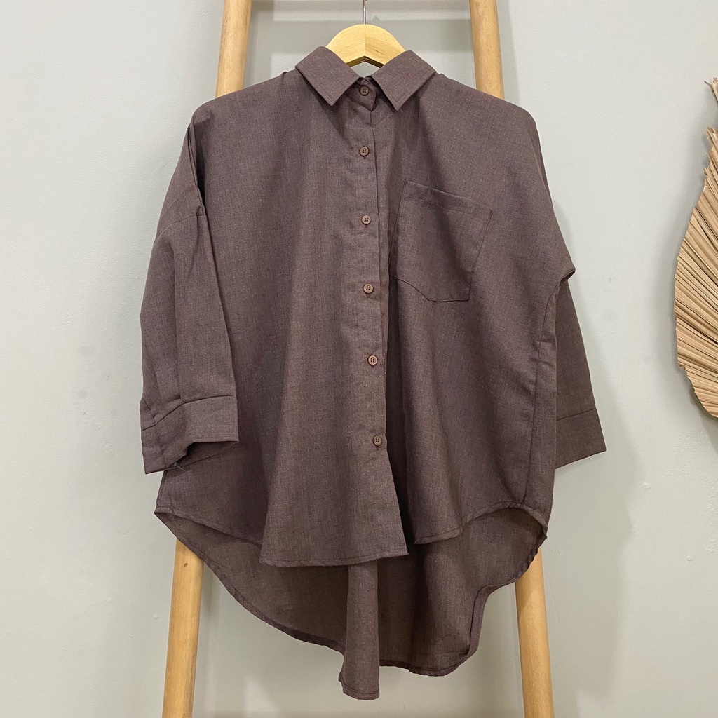 KEMEJA POLOS RAISA KATUN PREMIUM SHIRT BTS B089-Coffee