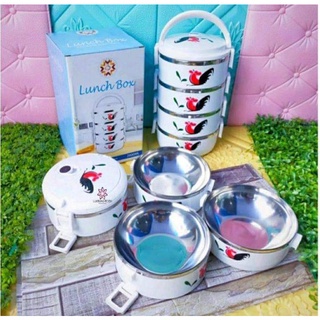 Rantang 4 Susun Motif Ayam Jago Lunch box Stainless Steel