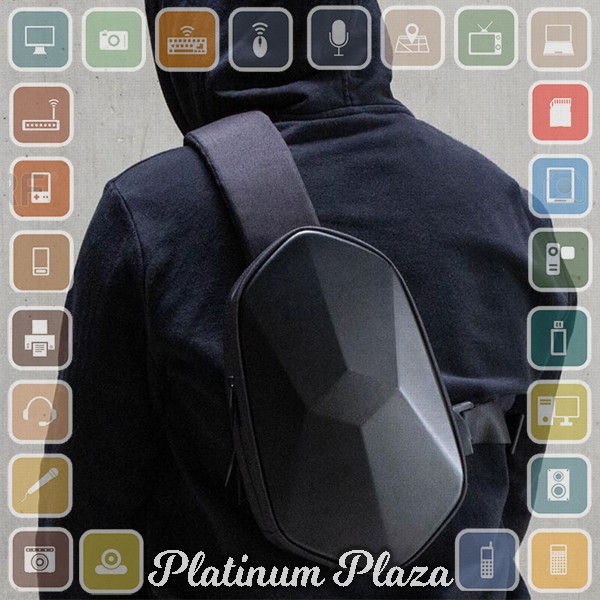 Xiaomi BEABORN Tajezzo Tas Selempang Sling Bag + USB Charger Port - 0201 - Black`27HJWC-