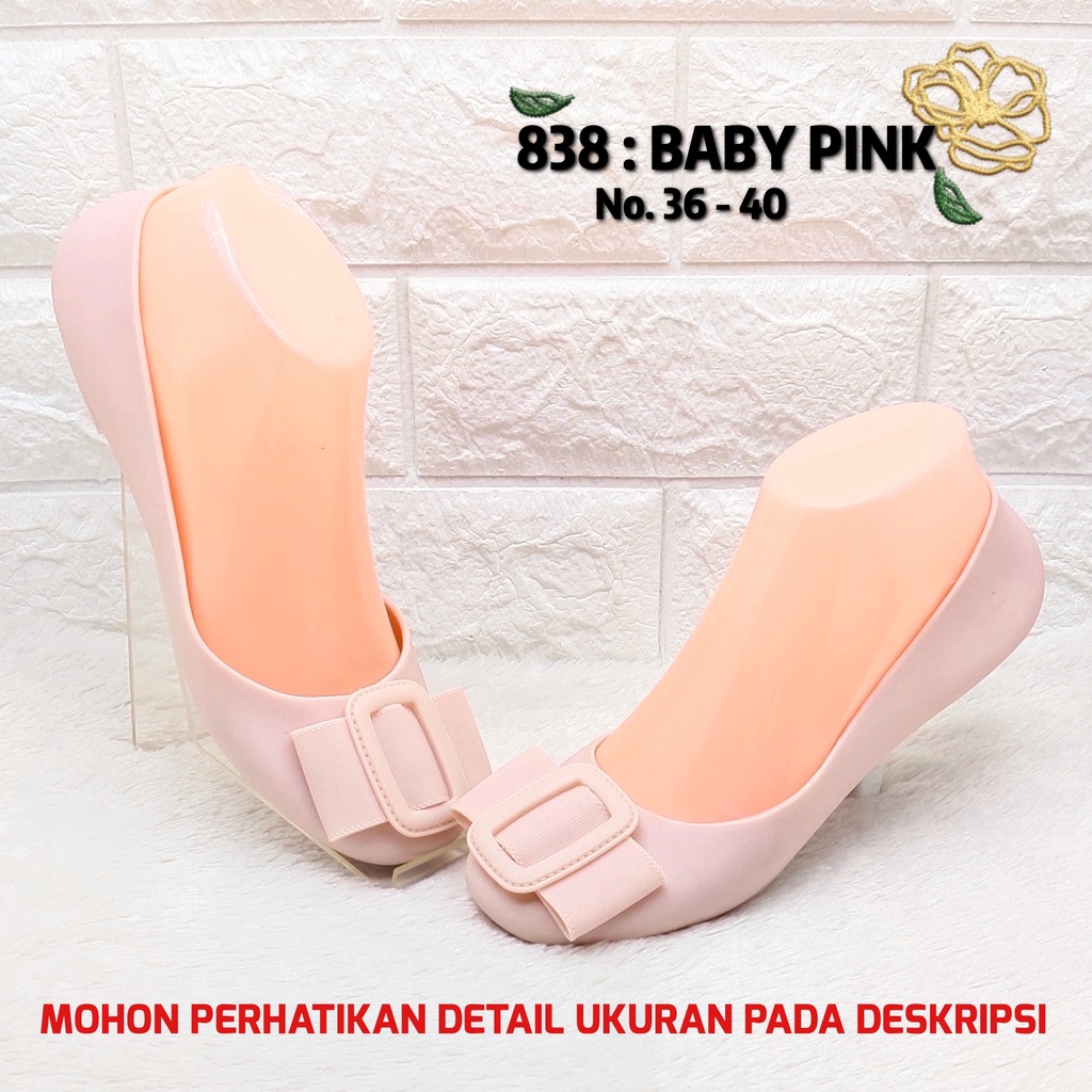 Sepatu kuliah perempuan 838 1 Sepatu balet karet impor wanita antiair SPTFW-Baby Pink