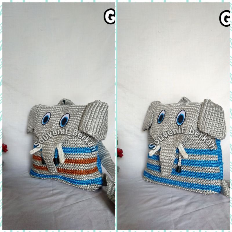 Tas rajut ransel anak motif gajah