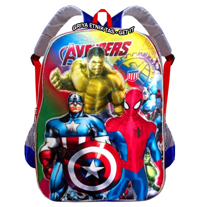 Tas Anak SD laki laki Avenger Shield Kapten Amerika Spiderman - Tas Sekolah Anak Cowo Ransel