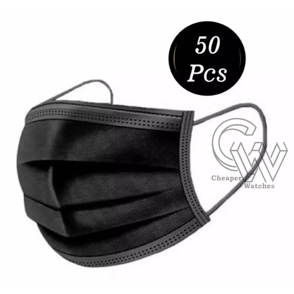 Cheaper-Masker Hitam 3ply Masker Surgical Masker Medis isi 50pcs/1 box FaceMask Disposable Masker Mulut