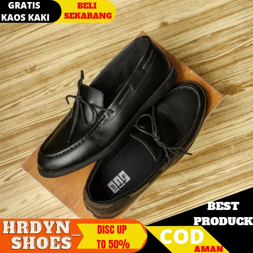 ELDER- Sepatu Pansus Pria - Sepatu Casual Semi Formal Kantor Ori Murah || Slip On Pria Kulit Hitam