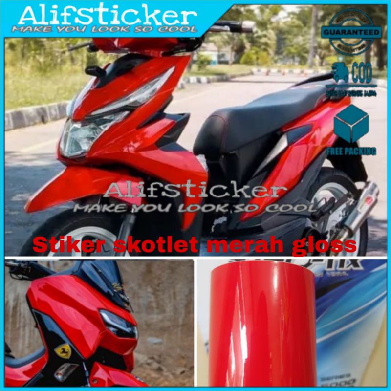 Stiker Skotlet Merah Glossy Skotlet Motor