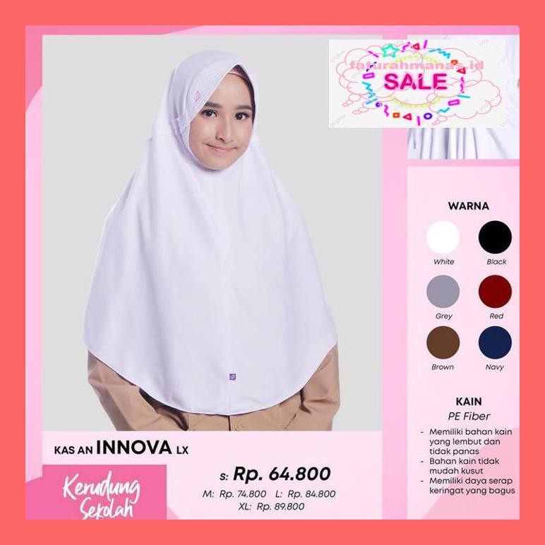 sER7ga Kerudung Sekolah Rabbani INNOVA LX ukuran M - Navy, M rgam80s