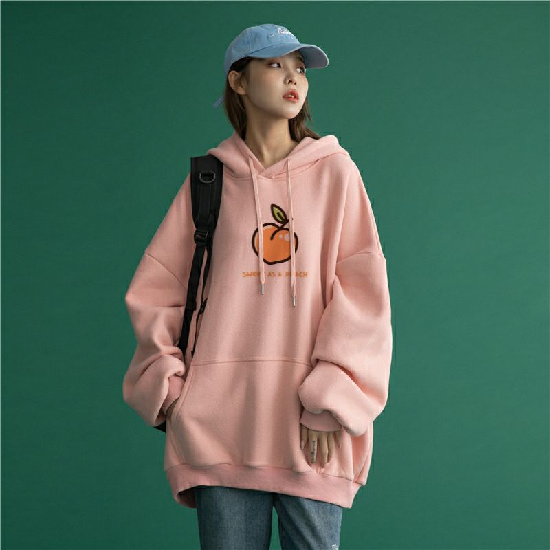 (S - 6XL) Zip Hoodie PEACH PEACHY Sweet As A Peach Bigsize Jaket Resleting Korean Style OVERSIZE Kawaii Cute Jumbo Unisex S M L XL 2XL 3XL 4XL 5XL 6XL