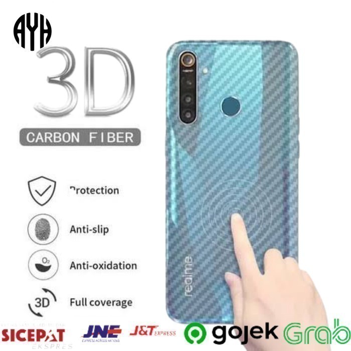 AYH Garskin 3D Carbon Sticker Oppo F3 Plus Skin HP Anti Gores Belakang Transparan Full Cover