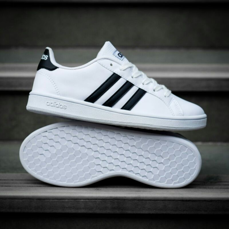 SEPATU ADIDAS GRAND COURT WHITE BLACK
