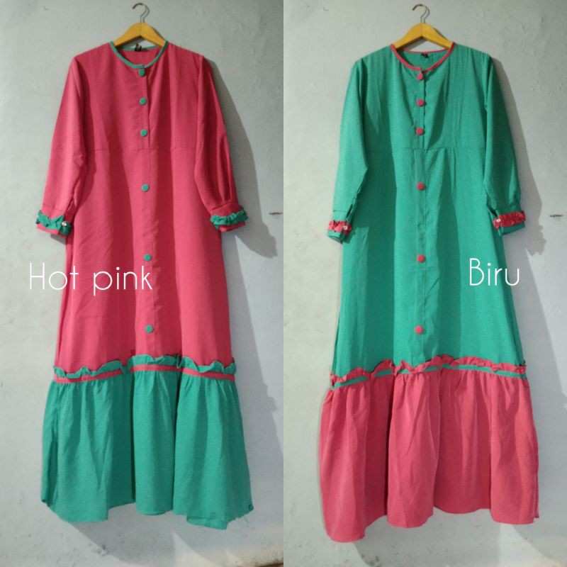 [COD] Gamis Wolfis polos rempel kancing