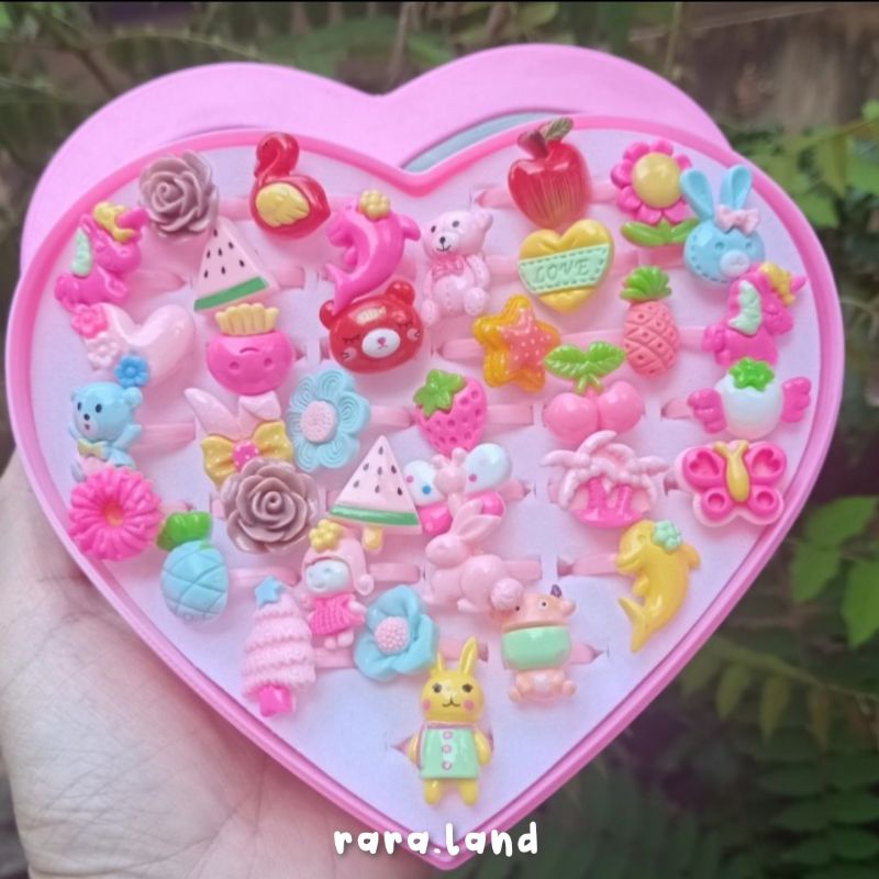cincin anak | cincin plastik mainan anak | cincin anak love 36 pcs
