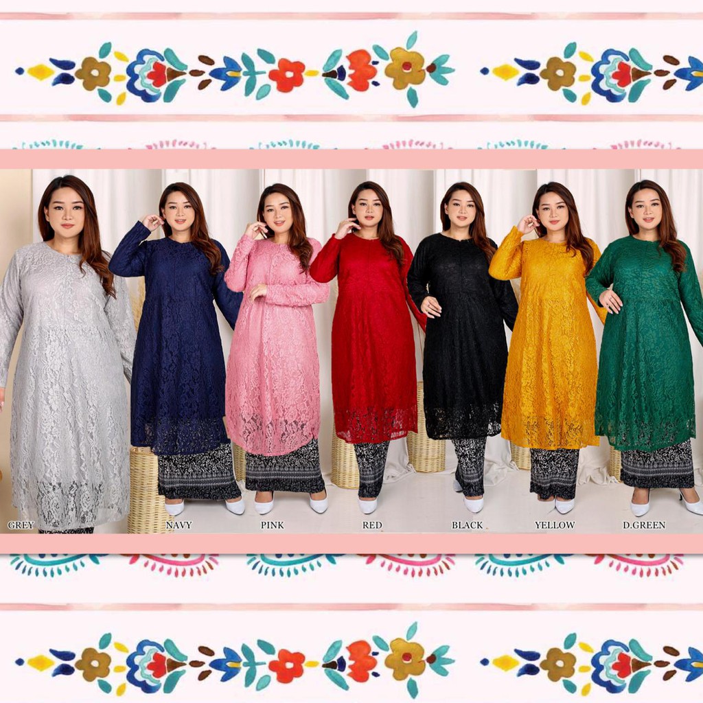 Tunik JUMBO BUSUI Brukat Corneli Gliter  ! TUNIK PREMIUM XXL SABYAN LACE FARAH ANDIRA AMELIA LUCIA!!