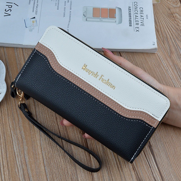 DOMPET PANJANG WANITA PREMIUM 2 RESLETING MUAT HP KULIT HITAM MASOVIA PENDEK WA577B5 TALI KARTU KOIN BESAR IMPORT UANG BRANDED REMAJA BRANDED KEKINIAN BATAM