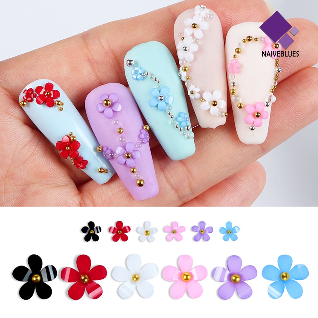 Naiveblue &gt; 6 Sekat / Set Ornamen Bunga Bahan Resin Untuk Dekorasi Nail Art / Manicure