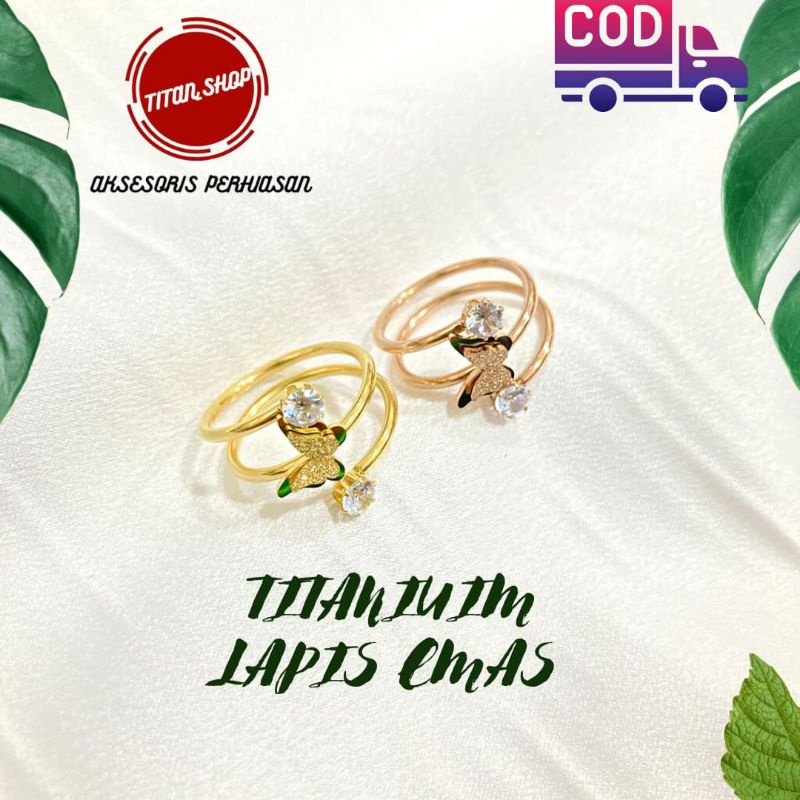 cincin wanita Korea cincin titanium kupu-kupu Cincin titanium