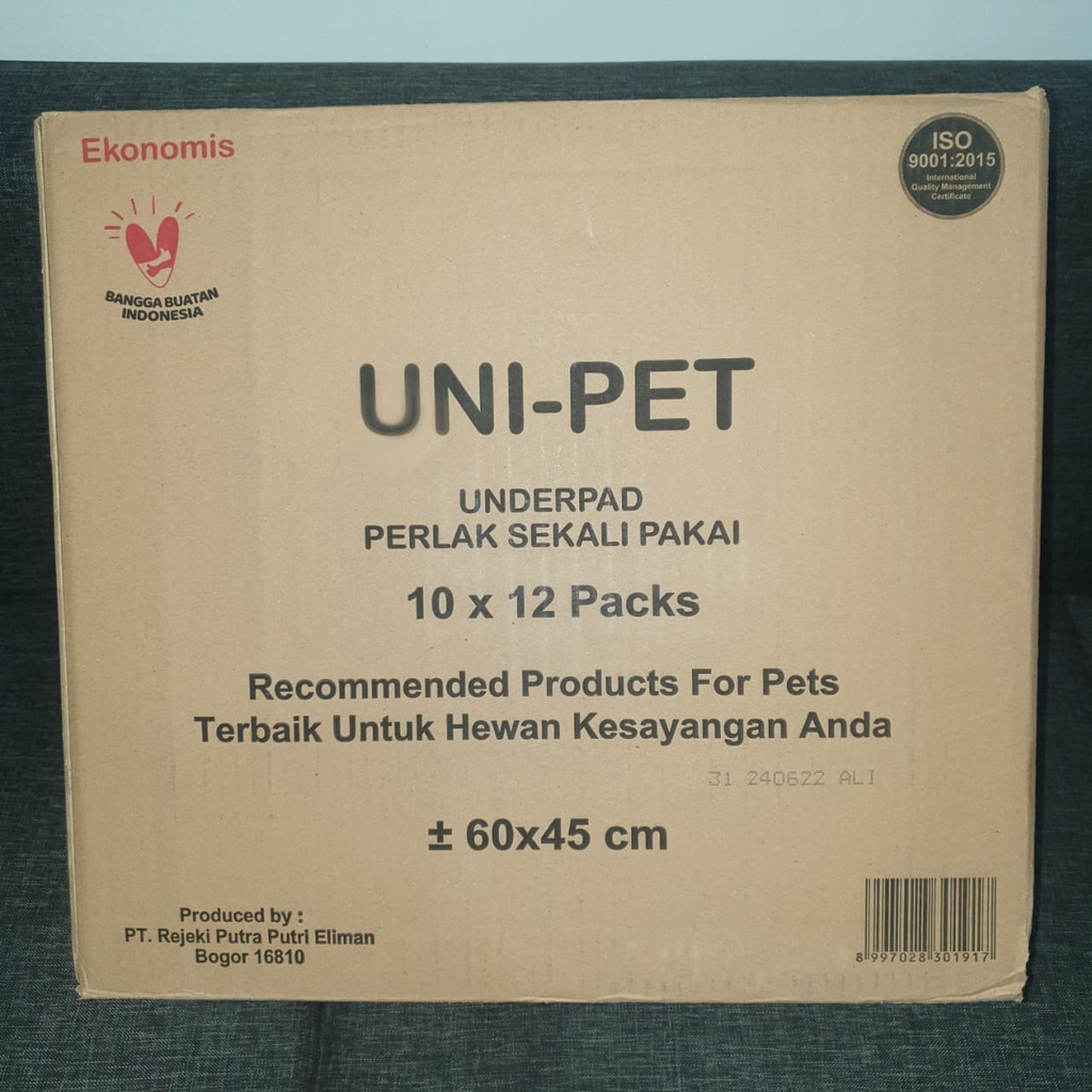 1 Dus Underpad Unipet 45x60 Uni-Pet Alas Pipis Size M Kecil Anabul Anjing Kucing Kelinci