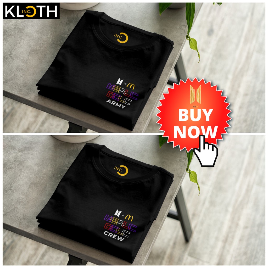 [NEW] Kaos BTS Meal x Mcdonalds Army Crew Cotton 24s Premium Bisa Upgrade Lengan Panjang