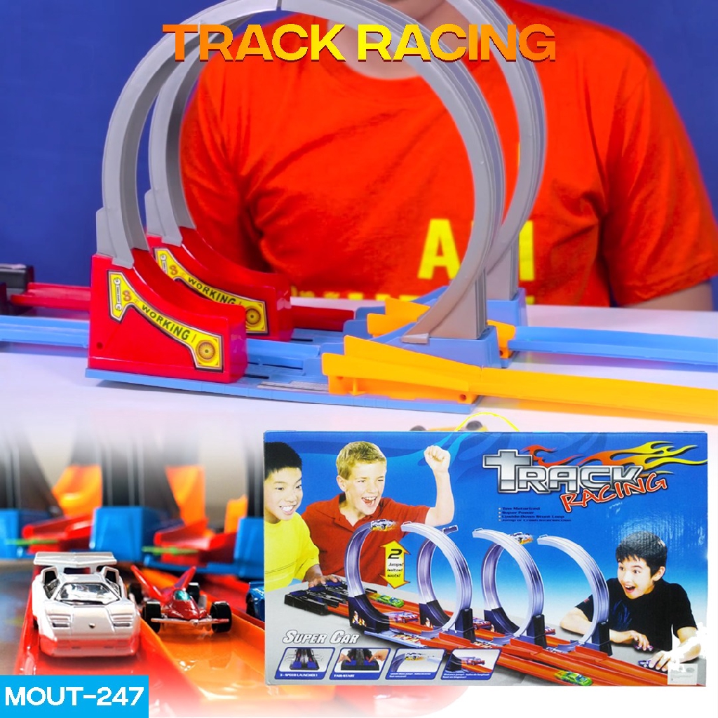 Mainan TRACK RACING HotWheels Halilintar 2 Jalur