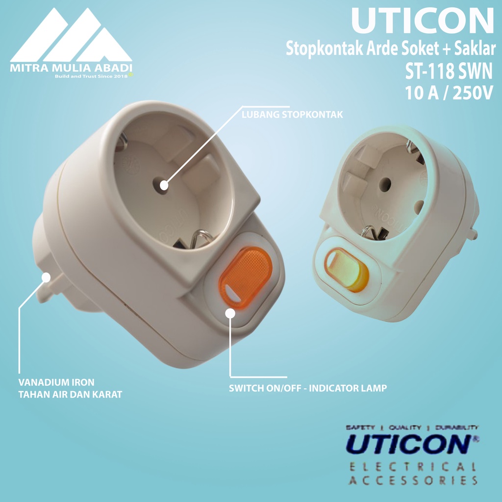 Steker Arde Socket + Saklar Uticon ST-118SWN