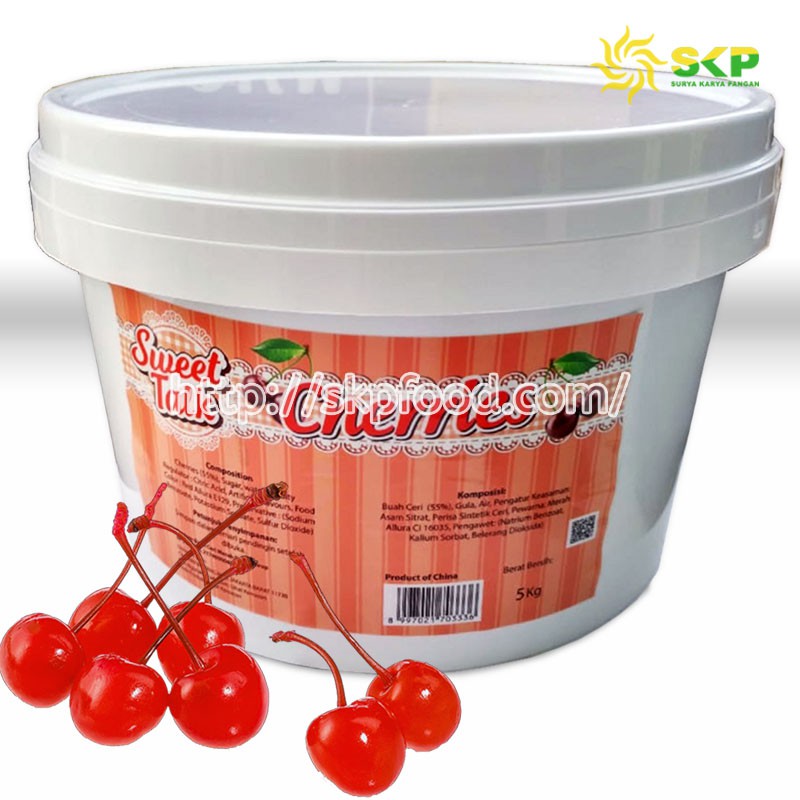 SWEET TALK Cherries / Buah Ceri Tangkai @5kg/ Red Cherry Maraschino Tangkai