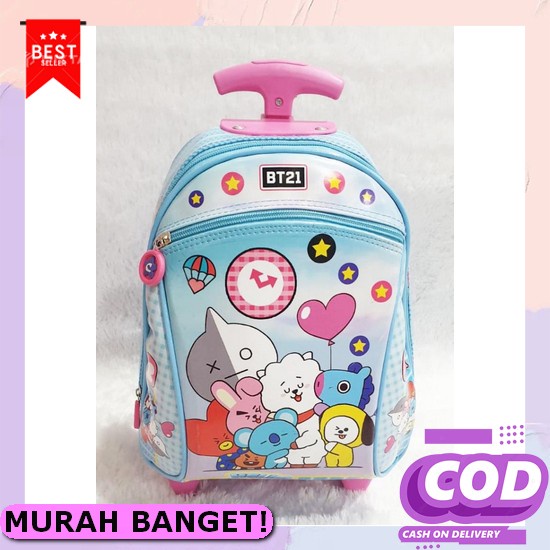 Tas Troli Anak Original Disney Tsum Tusm 14" Rolling Backpack Pink - T Tas Dorong Anak Paud Trolle