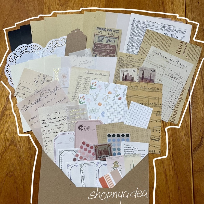

Large 55 Pcs Vintage Scrapbook Bullet Journal Kit