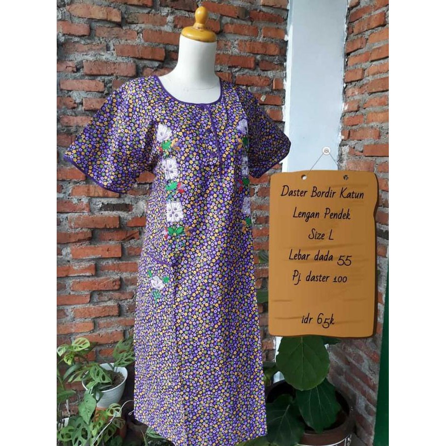 Daster Pendek Bordir Kain Katun Ukuran M V28 Harga Grosir
