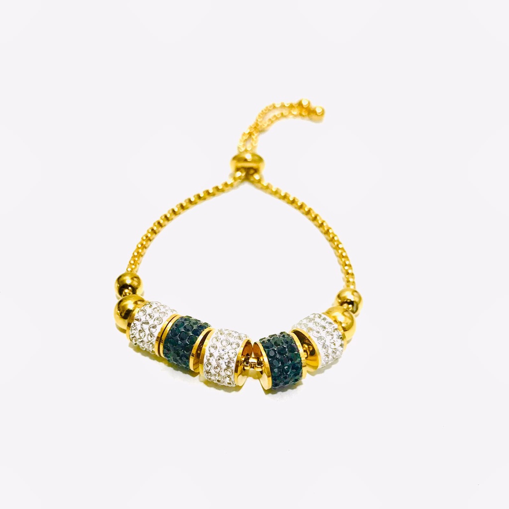 Gelang Serut Titanium Wanita Lapis Emas Anti Karat GST-28-32-SDR