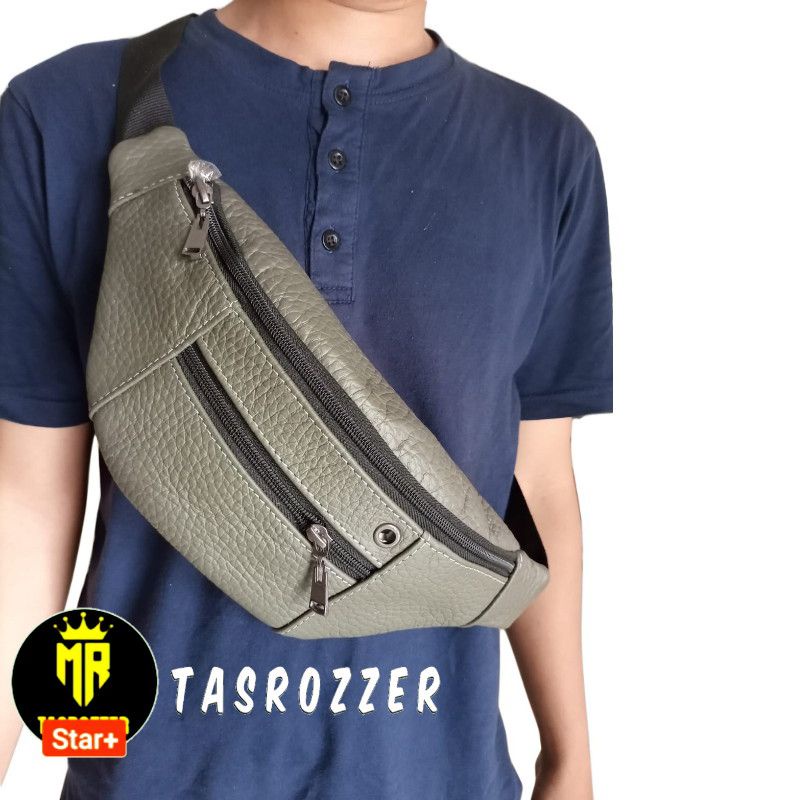 Waistbag kulit asli pria super tebal dan kuat tahan lama