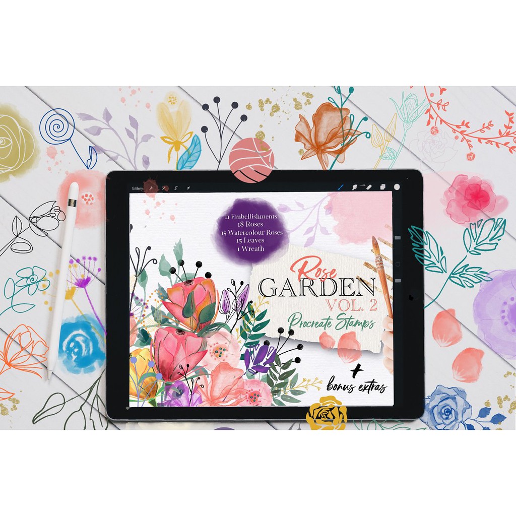 Procreate Brush - Rose Garden Procreate Stamps Vol. 2 Aesthetic Brush for Journaling