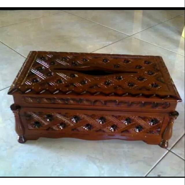 (BISA COD) TEMPAT TISU KAYU JATI 29 × 16 × 15 CM KOTAK TISSU UKIRAN NANAS