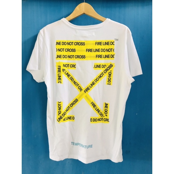 Kaos Off White Shirt Authentic “Fire Line Do Not Cross” Come With Original Second