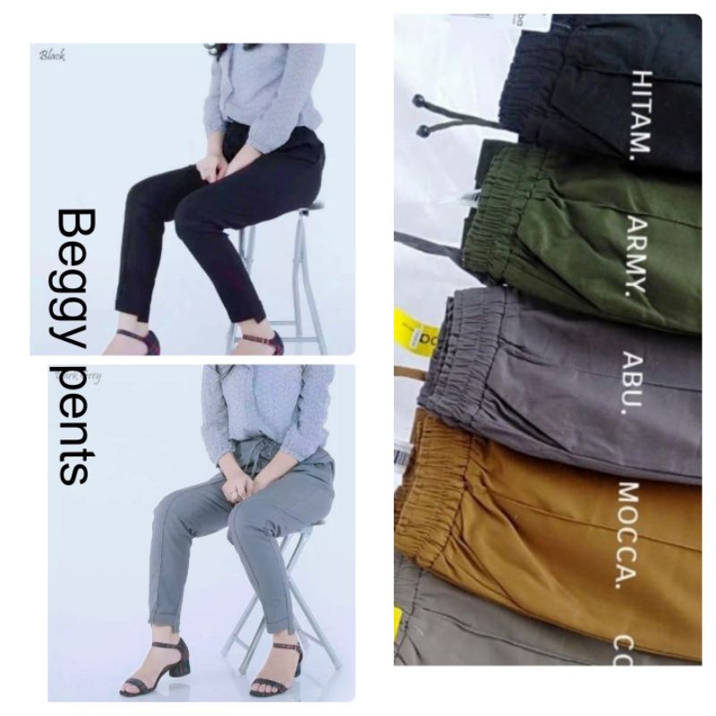 celana beggy pants ukuran All size - XXXL / celana catton tuwill strid/ celana kasual wanita