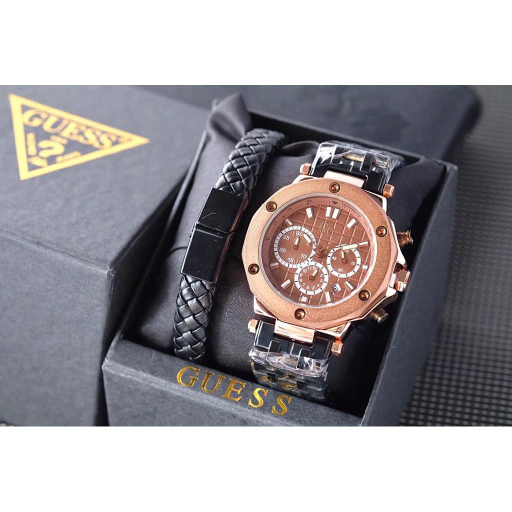 ( COD ) Jam Tangan Pria Guess Collection / GC Chrono Aktif 200143 WB Free Gelang , Baterai & Box