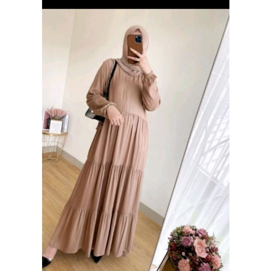 Gamis Hanum dress premium /dress polos /gamis canda /gamis busui/ dress rayon/All Size-1