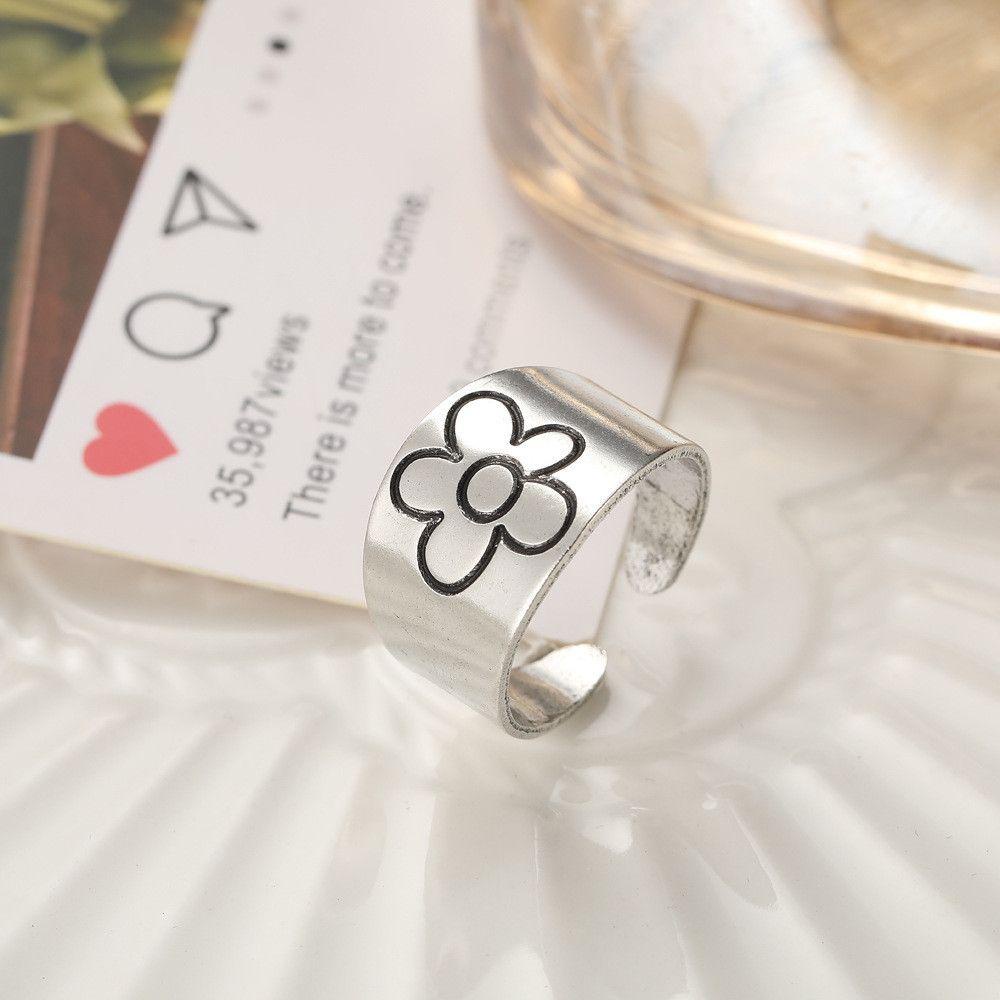 Set Cincin Kupu-Kupu Nanas Vintage Hiasan Tangan Bohemian Gaya Korea Wanita Perhiasan