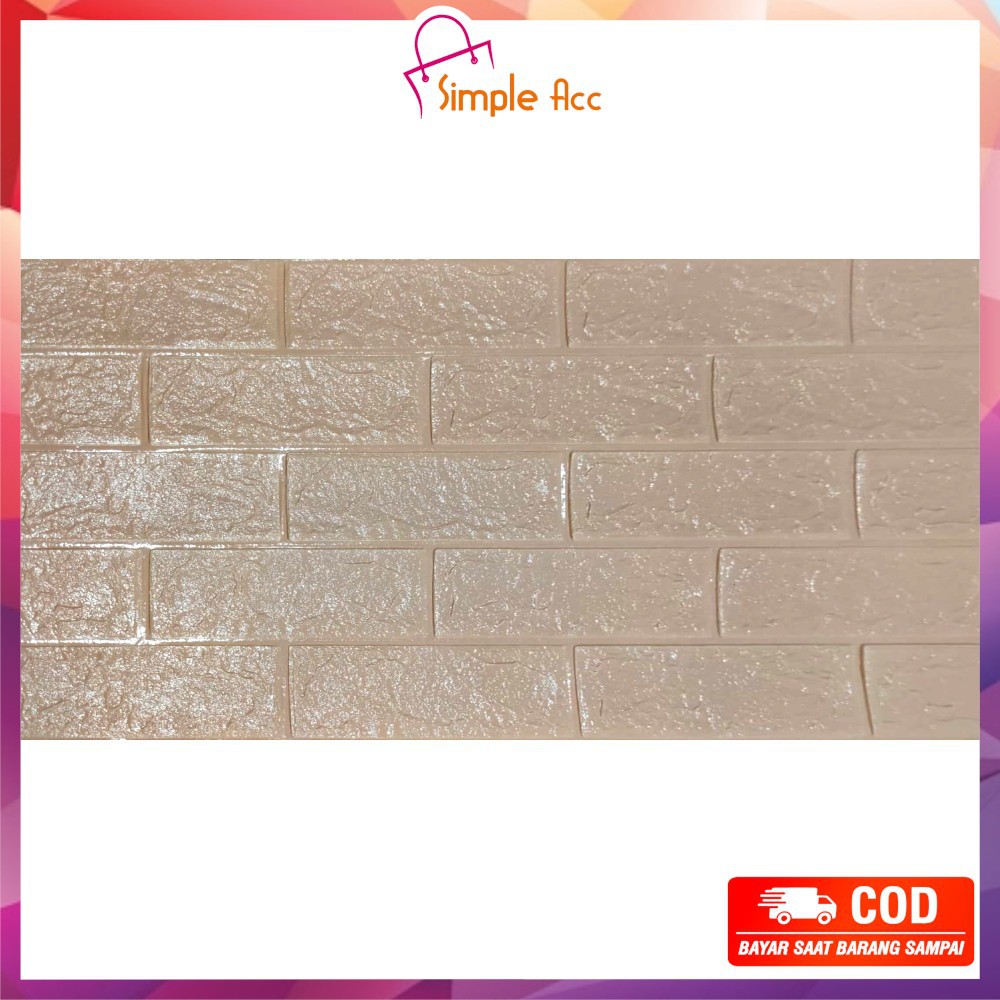 ~COD~ DO-C206 Wallpaper Dinding Foam 3D Kecil Motif Batu Bata/Walpaper Stiker Dinding Dekorasi Kamar-Batu Bata COKLATMUDA